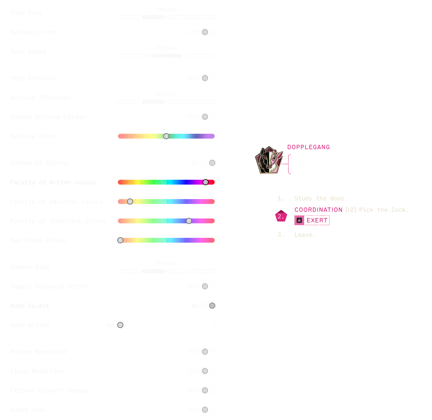 zero parades options list